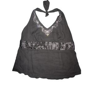 Lane Bryant Black Embellished Dressy Halter Top Plus Size 14